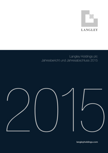Langley Holdings Plc Jahresbericht Und Jahresabschluss 2015