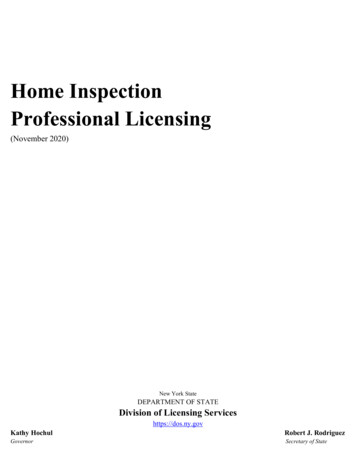 Home Inspection Professional Licensing - Department Of State