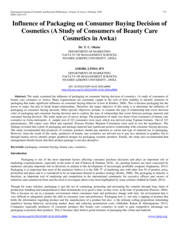 Influence Of Packaging On Consumer Buying Decision Of Cosmetics . - IJSRP