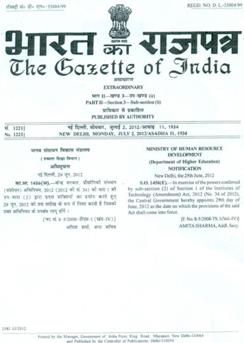 THE INSTITUTES OF TECHNOLOGY ACT, 1961 - IIT Bhubaneswar