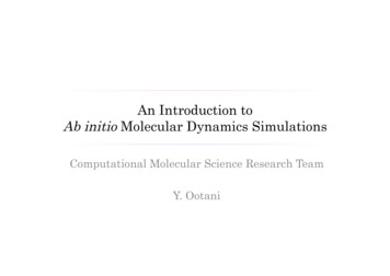 An Introduction To Ab Initio Molecular Dynamics Simulations - LiU