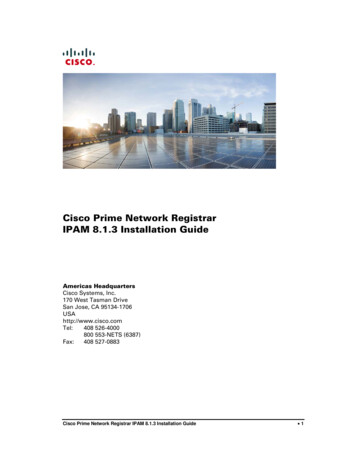 Cisco Prime Network Registrar IPAM 8.1.3 Installation Guide