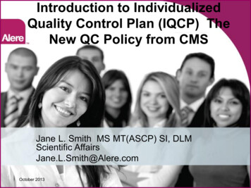 Introduction To Individualized Quality Control Plan (IQCP) The New QC .