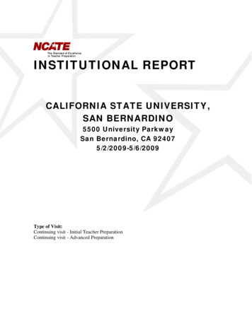 INSTITUTIONAL REPORT - California State University, San Bernardino