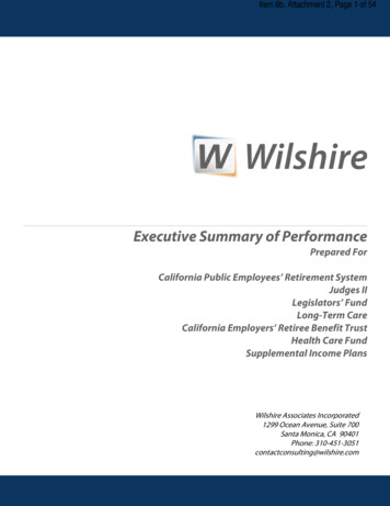 Executive Summary Of Performance - CalPERS