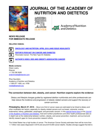 JOURNAL OF THE ACADEMY OF NUTRITION AND DIETETICS - Elsevier Health