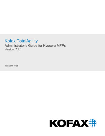 Kofax TotalAgility Administrator's Guide For Kyocera MFPs