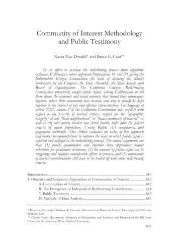 Community Of Interest Methodology And Public Testimony