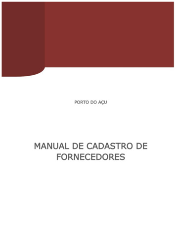 Manual De Cadastro De Fornecedores