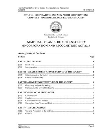 Marshall Islands Red Cross Society (Incorporation And Recognition) Act 2013