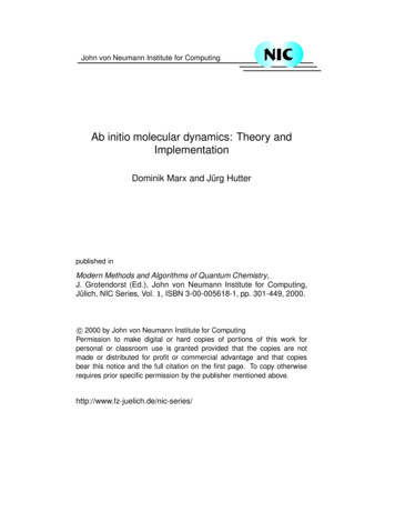 Ab Initio Molecular Dynamics: Theory And Implementation - Helsinki