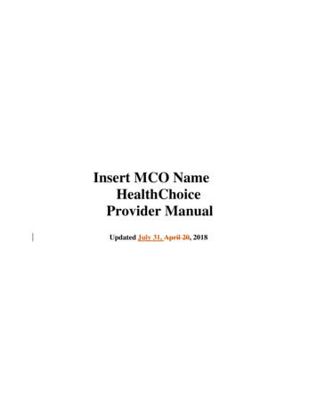 Insert MCO Name HealthChoice Provider Manual - Maryland.gov Enterprise .