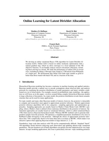 Online Learning For Latent Dirichlet Allocation