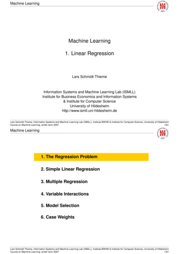 Machine Learning 1. Linear Regression - Uni-Hildesheim