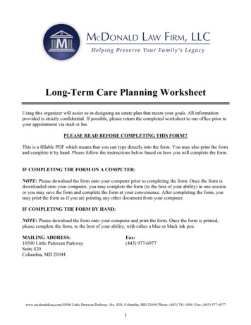 MLF Long-Term Care Planning Worksheet - Mcdonaldesq 