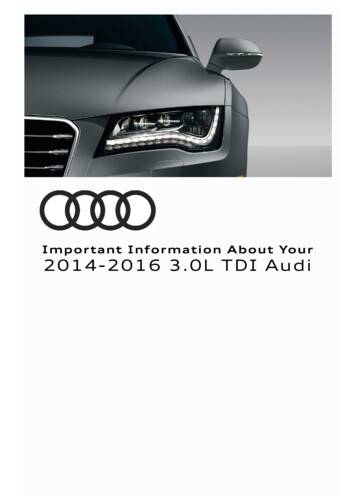 Important Information About Your 2014-2016 3.0L TDI Audi