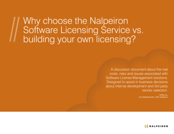 Why Choose The Nalpeiron Software Licensing Service Vs. Building Your .