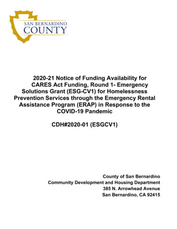 2020-21 Notice Of Funding Availability For CARES Act Funding, Round 1 .