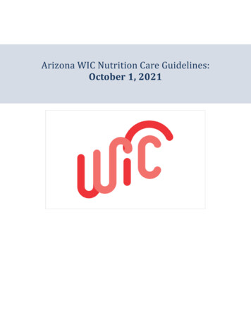 Arizona WIC Nutrition Care Guidelines: October 1, 2021
