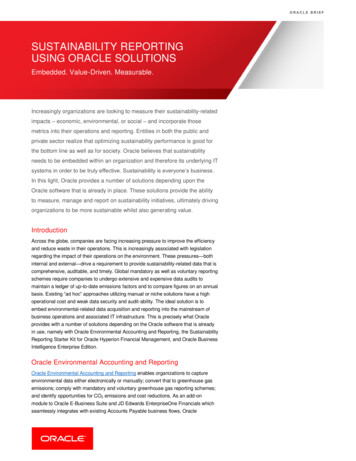 Sustainability Reporting Using Oracle Solutions