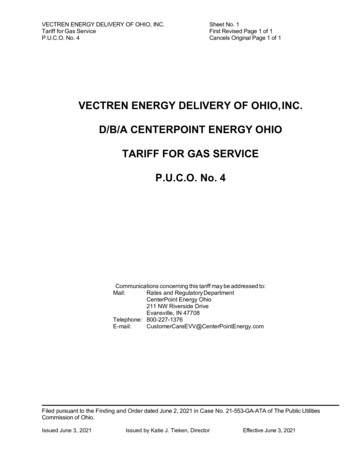 Vectren Energy Delivery Of Ohio, Inc. D/B/A Centerpoint Energy Ohio .