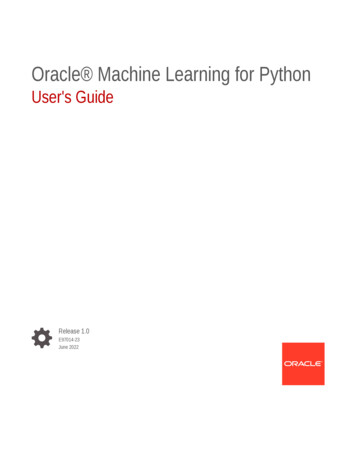 Oracle Machine Learning For Python User's Guide