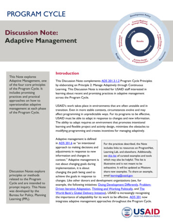 Discussion Note: Adaptive Management - United States Agency For .