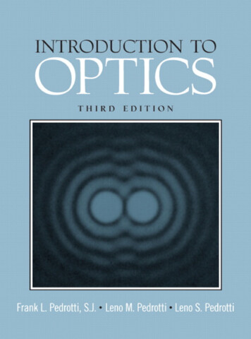 Introduction To Optics 3/E