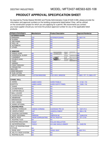 PRODUCT APPROVAL SPECIFICATION SHEET - Florida Building