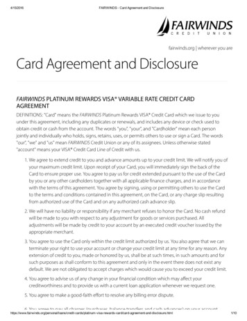 Card Agreement And Disclosure - Files.consumerfinance.gov