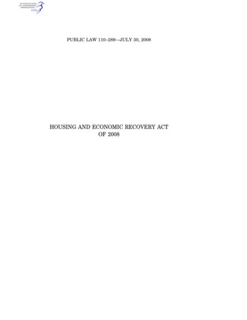 HOUSING AND ECONOMIC RECOVERY ACT OF 2008 - Congress
