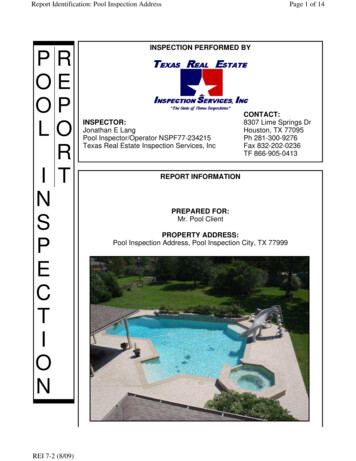 Report Identification: Pool Inspection Address Page 1 Of 14 INSPECTION .