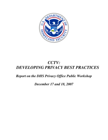 Cctv: Developing Privacy Best Practices - Dhs