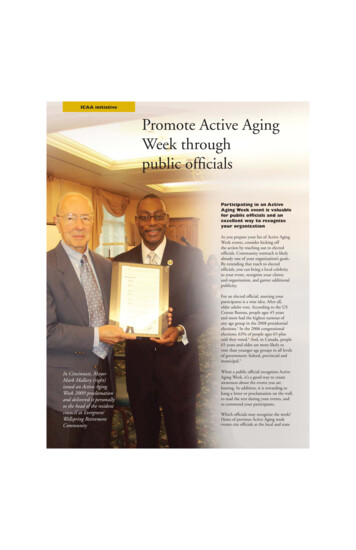 ICAA Initiative Promote Active Aging Week Through Public Ofﬁ Cials