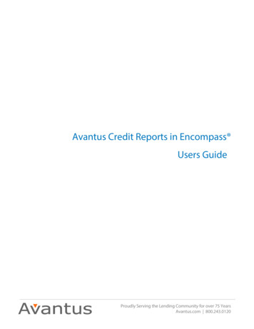 Avantus Credit Reports In Encompass Users Guide