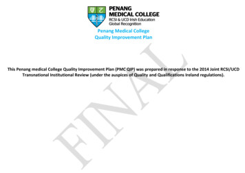 Penang Medical College Quality Improvement Plan