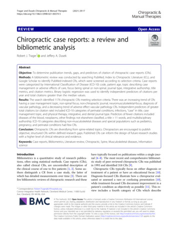 Chiropractic Case Reports: A Review And Bibliometric Analysis