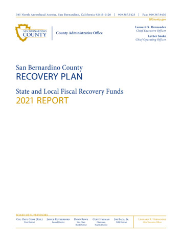 San Bernardino County RECOVERY PLAN - U.S. Department Of The Treasury