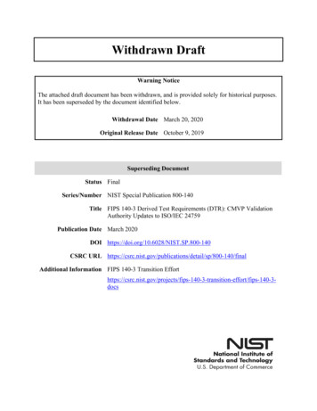 Draft NIST SP 800-140, FIPS 140-3 Derived Test Requirements (DTR)