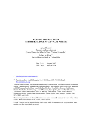 Working Paper No. 03-17/R An Empirical Look At Software Patents