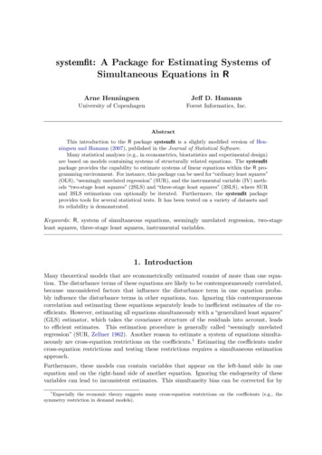 Systemfit: A Package For Estimating Systems Of Simultaneous Equations In R