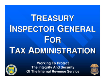Treasury Inspector Eneral For Tax Administration - Iaca