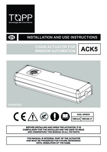 INSTALLATION AND USE INSTRUCTIONS CHAIN ACTUATOR FOR . - Window Openers