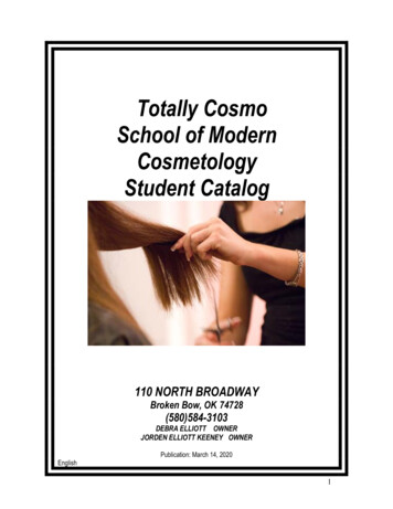 Totally Cosmo School Of Modern Cosmetology Student Catalog