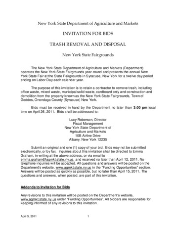 INVITATION FOR BIDS TRASH REMOVAL AND DISPOSAL - Government Of New York