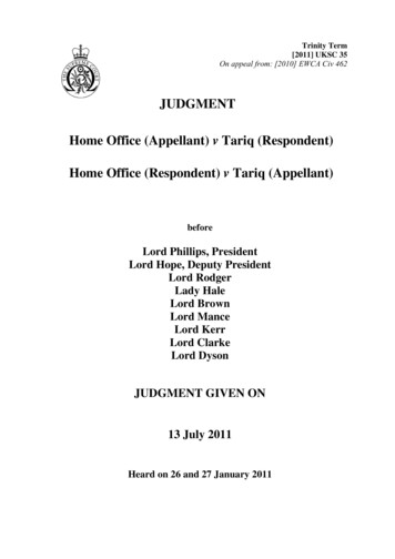Home Office V Tariq - Supreme Court Of The United Kingdom
