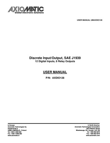Discrete Input/Output, SAE J1939 - Axiomatic