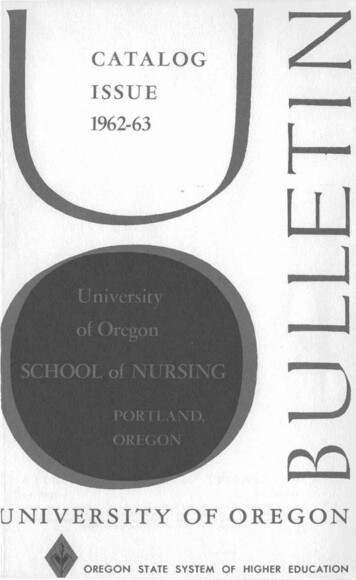 CATALOG ISSUE ; 1 1962-63 - University Of Oregon