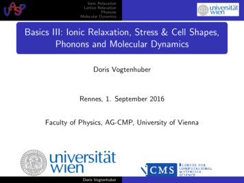 Basics III: Ionic Relaxation, Stress & Cell Shapes, Phonons And .