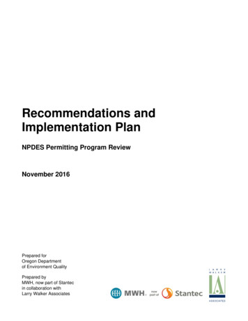 Recommendations And Implementation Plan - Oregon